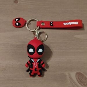 New Marvel Deadpool 3D Rubber Keychain with Wrist Strap | Superhero Key Ring